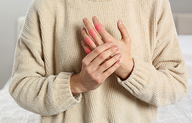 Joint pain and inflammation in wrist and elbow illustrating rheumatoid arthritis and osteoarthritis symptoms